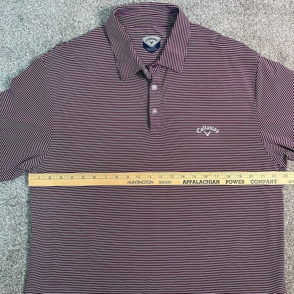 Callaway Golf Polo Shirt Mens XL Purple Striped Short Sleeve Performance Stretch - Picture 8 of 9